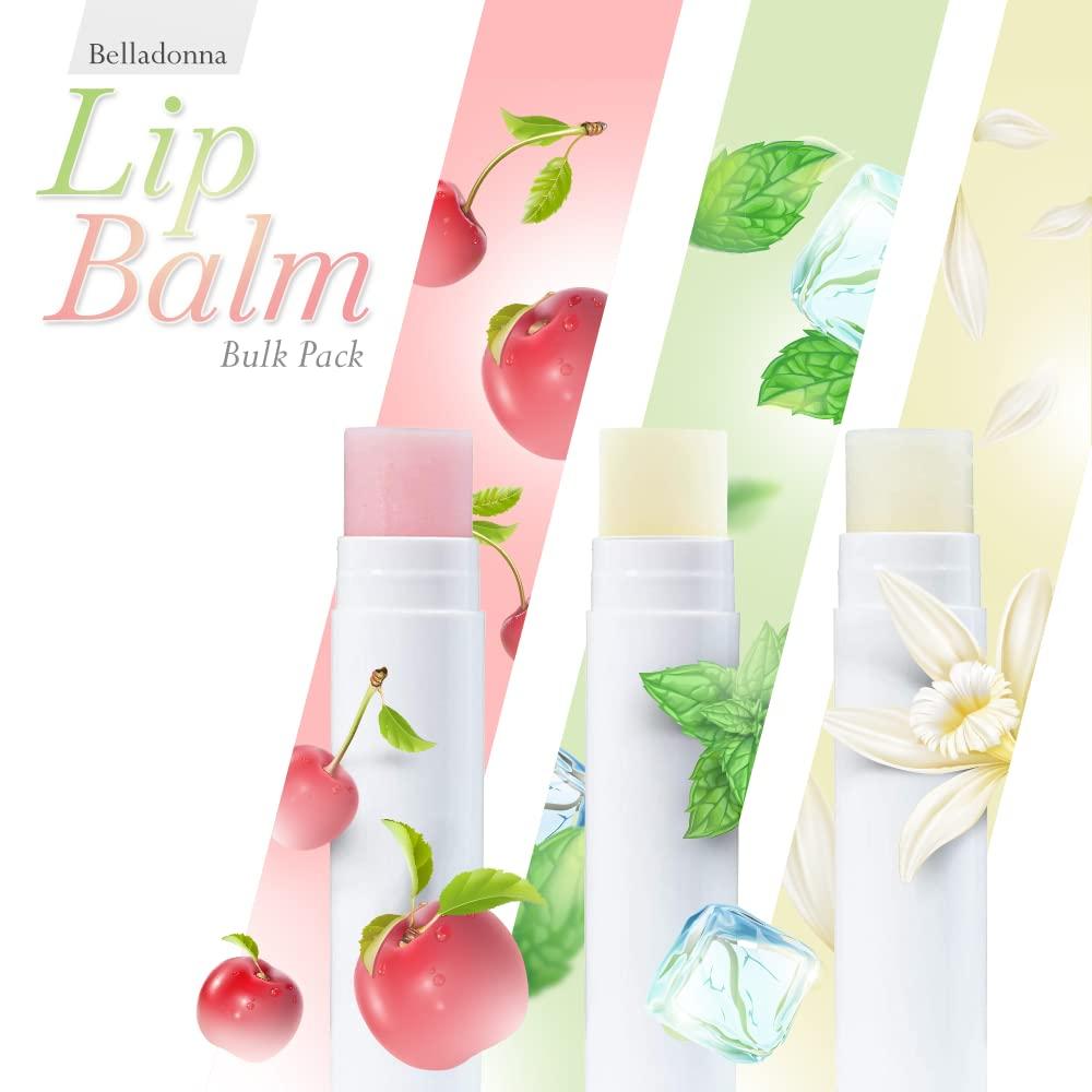 Belladonna Lip Balm Bulk Unlabeled - Made in USA Bulk Chapstick - Natural Ingredients Vitamin E Shea Butter - Custom Chapstick Bulk For Party & Wedding Favors (100 Count, Peppermint)