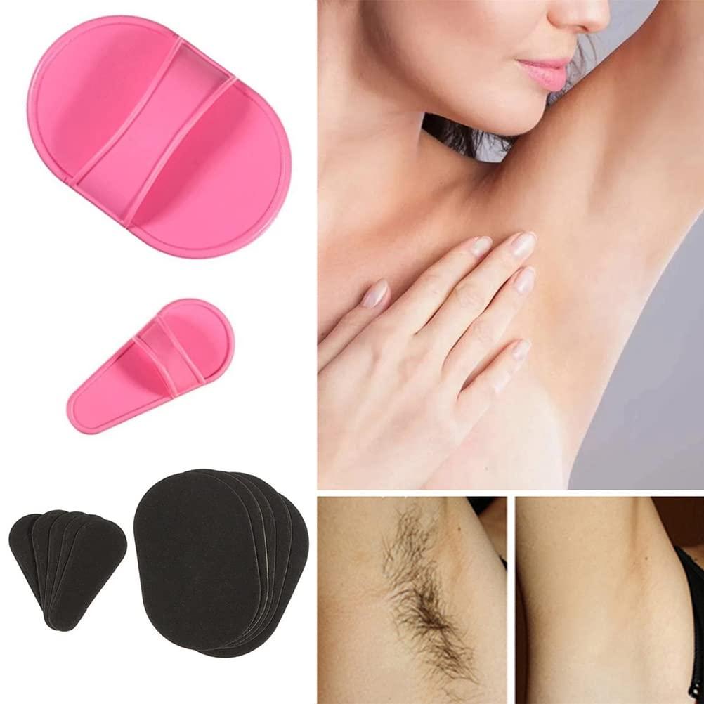 Mrisata Smooth Away Facial Hair Remover Pads Exfoliation Kit for Women Girls, Smooth Legs and Facial Hair Removal Pads in 2 Sizes, Fine Black Sandpaper for Lips and Skin, Hair Removal and Exfoliation Kit