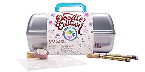 Caboodles Caboodles On-The-Go Girl Makeup Box, Grey - Doodle Edition, Hard Plastic Makeup Organizer Box, Built-In Mirror, Secure Latch for Safe Travel, Spacious Storage for Large Items