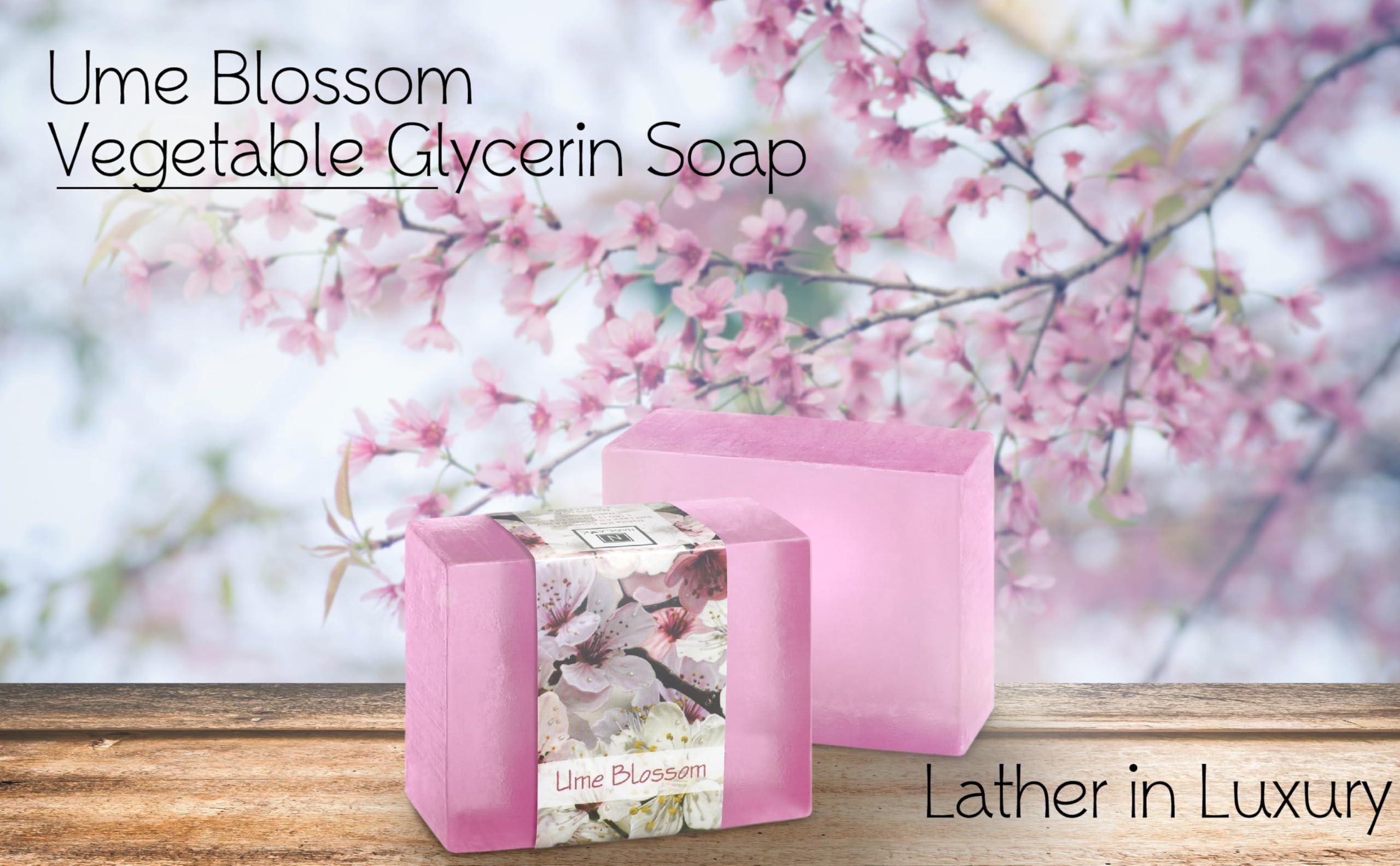 Nabila K Glycerin Bar Soap Ume Blossom Scent - Natural, Vegan-Friendly, Hypoallergenic - Moisturizing and Hydrating with 100% Vegetable Glycerin - Sulfate-Free, Paraben-Free, Chemical-Free - 4.5 oz