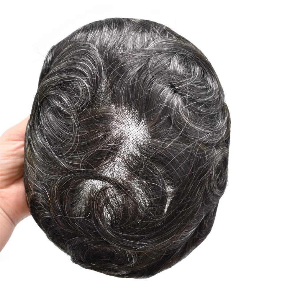 Notherss Full Swiss Lace Mens Toupee Transparent French Lace European Human Hair System For Men With Soft Lace Front Natural Hairline And Bleached Knots Hand Tied Hair Replacement Unit For Men Durable Men Weave For Thinning Hair (8X10, #260 2# DARKEST BROWN60