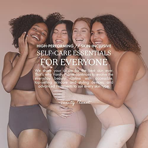 Vanity Planet Raedia Handheld Facial Cleansing Brush with 4 Interchangeable Brush Heads by Vanity Planet - Lightweight Daily Cleansing Brush for Glowing Skin - Water Resistant Face Exfoliator - Warm Grey