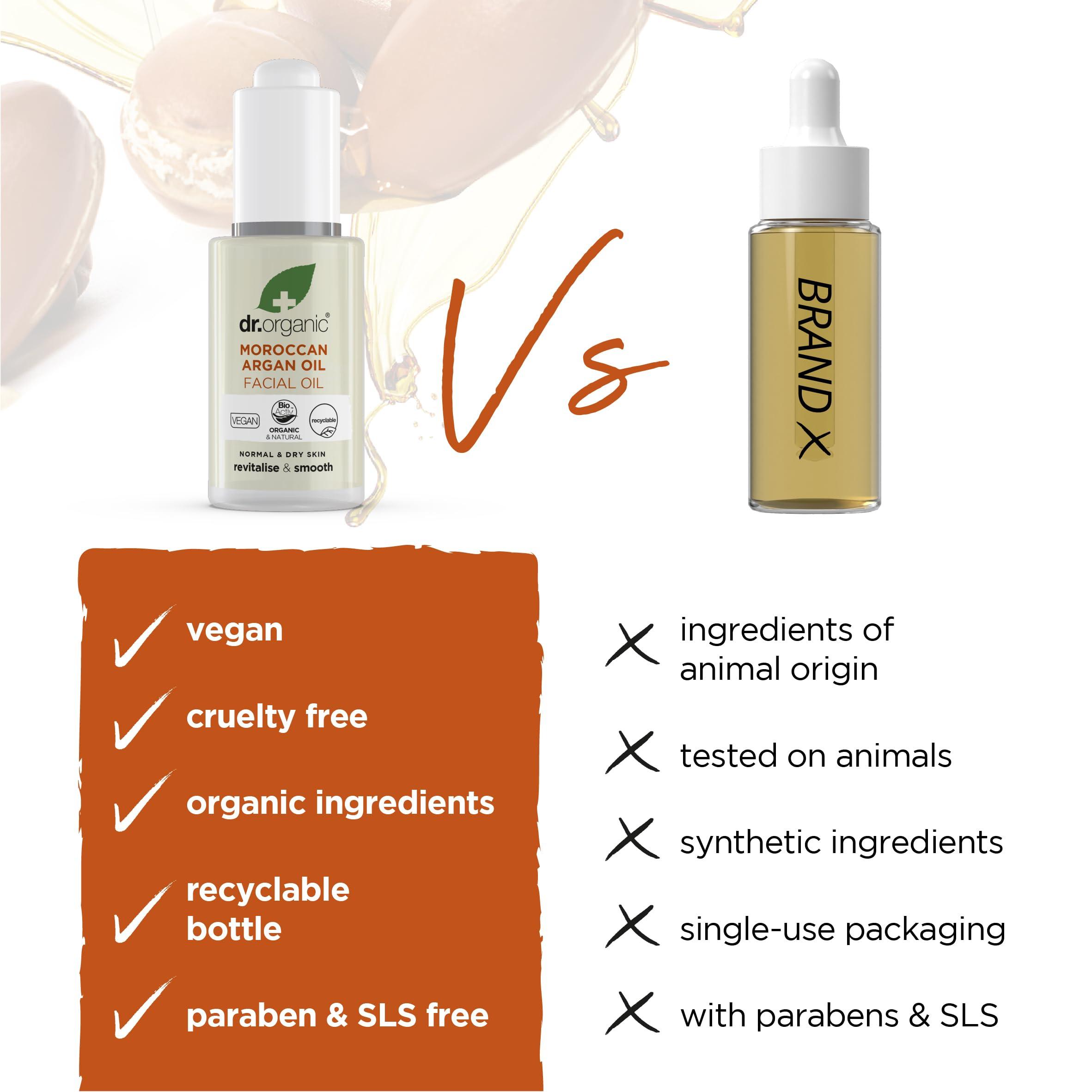 dr.organic Dr. Organic Moroccan Argan Oil Facial Oil | Nourishing for Healthy Aging, Non-Greasy, Smoothes and Replenishes Skin, Natural, Vegan, Certified Organic, 30 mL / 1 fl oz