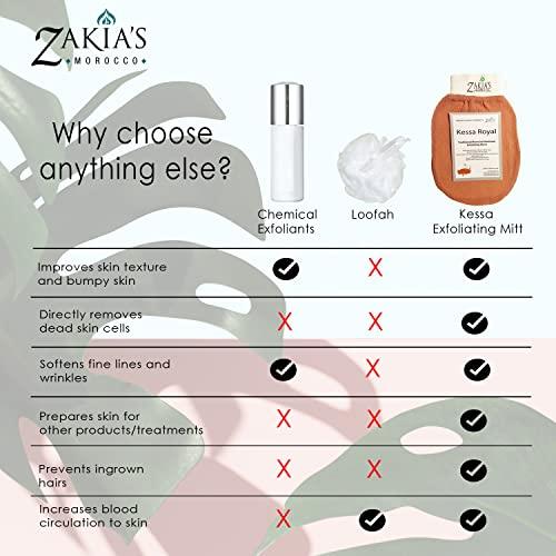 Zakia's Morocco Original Kessa Exfoliating Glove - Charcoal Black - Microdermabrasion At Home Exfoliating Mits, Removes unwanted dead skin, dirt and grime and Keratosis Pilaris. Great for spray tan removal. (1 Unit)