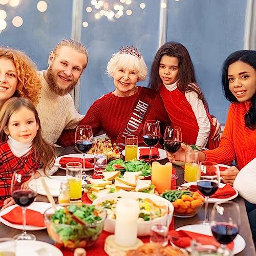 TIHEBAX Tihebax Birthday Queen Sash & Rhinestone Tiara Red Sliver Crown Birthday Sash and Tiara for Women Girls Princess Tiara Crown Birthday Accessories Headband and Sash for Girls