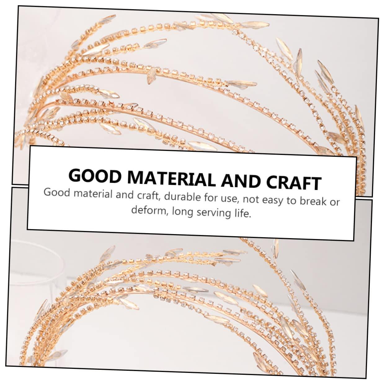 Angoily Angoily Golden Headband Gold Wedding Side Headpiece for Bride Hair Headbands for Women Bride Hair Band Hair Pin Headband Womens Headband Bridal Headdress Accessories Head Bands Rhinestones