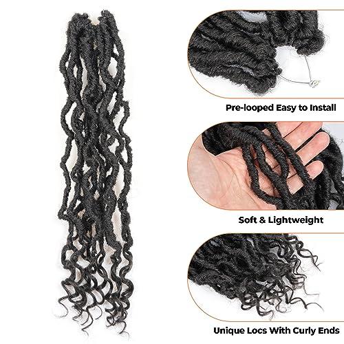 ToyoTress Toyotress Passion Locs Crochet Hair - 18 Inch 8 Packs Natural Black Faux Locs Crochet Hair Curly Ends, Long Curly Locs Braids Pre-Looped Synthetic Braiding Hair Extensions (18 Inch, 1B)