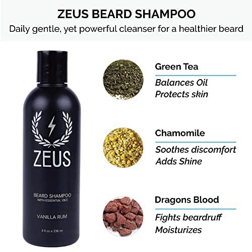 ZEUS ZEUS Everyday Beard Kit with Travel Toiletry Dopp Bag – Beard Wash Shampoo & Conditioner, Natural Beard Oil, Beard Balm & Travel Toiletry Bag (Vanilla Rum)