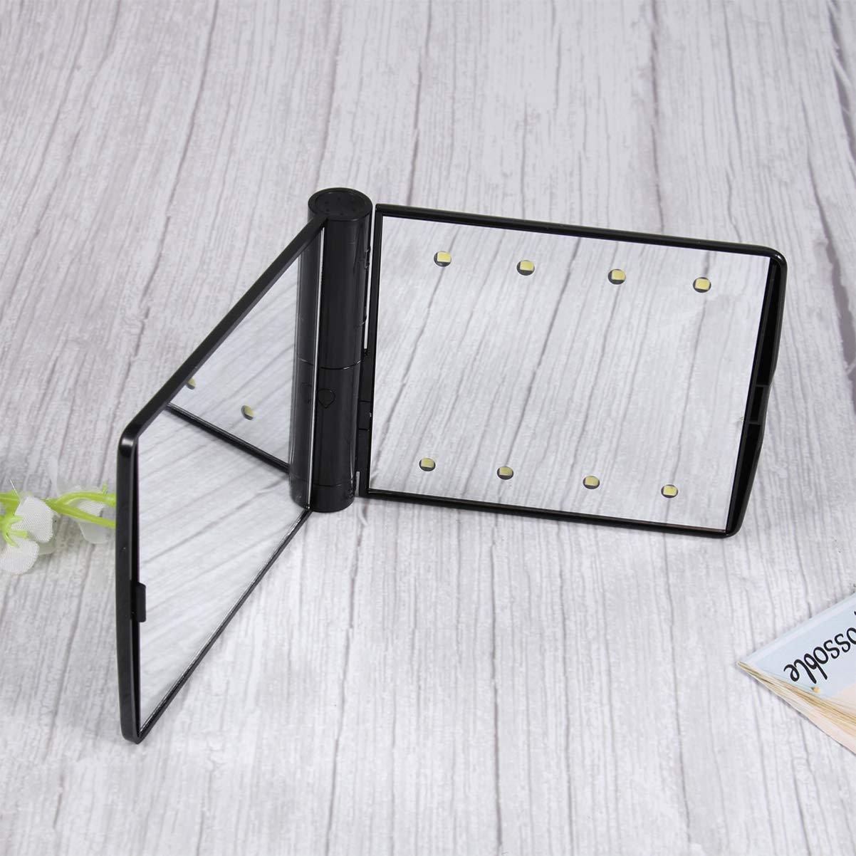 HEALLILY HEALLILY Mini Folding Mirror with LED Lights Handheld Mirror Portable Compact Vanity Handheld Mirror for Travel Camping Home