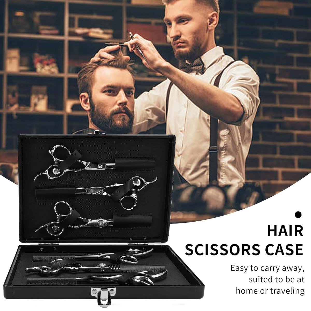 BARBERTOP Leather Salon Scissors Storage Case,Scissor Case Shear Case for Hair Stylist Hairdressers Leather Salon Comb and Scissors Holder Hair Cutting Scissors Shears Storage(Type B-6 Scissors Place)