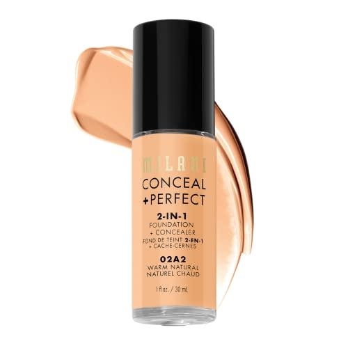 Milani Milani Conceal + Perfect 2-in-1 Foundation + Concealer - Warm Natural (1 Fl. Oz.) Cruelty-Free Liquid Foundation - Cover Under-Eye Circles, Blemishes & Skin Discoloration for a Flawless Complexion