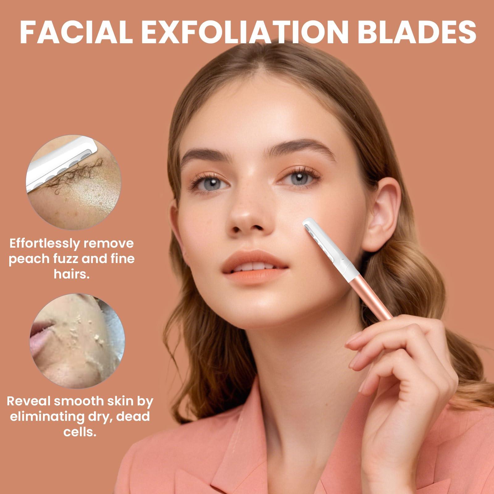 Fvrsweo Dermaplaning Tool for Face - Dermaplane Razor for Women Face with 20 Replaceable Blades - Professional Womens Face Razor Peach Fuzz - Facial Hair Removal for Women & Eyebrow Hair Removal
