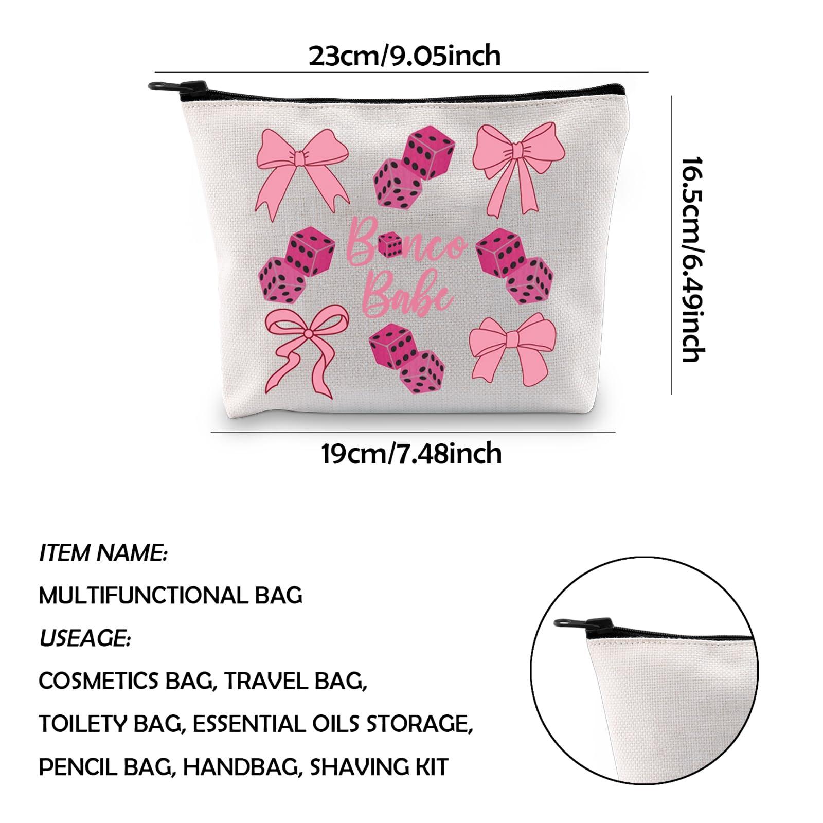 WCGXKO WCGXKO Bunco Gift Game Night Cosmetic Bag Bunco Gambling Lover Zipper Pouch Makeup Bag (Bunco bow)