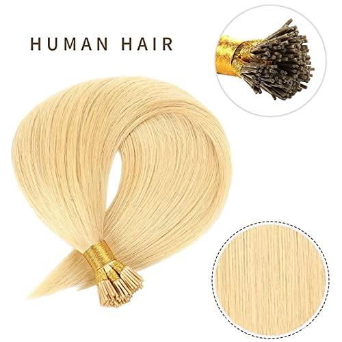 SCIAZA SCIAZA I Tip Cold Fusion Hair Extensions, 50G/100S Real Human Hair Extensions, Pre Bonded Keratin Hair Extensions,Blonde,20in