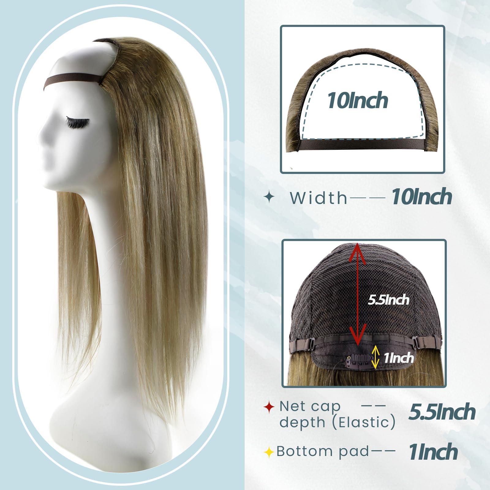 RUNATURE RUNATURE Upart Human Hair Wig Balayage U Part Wig Human Hair Straight 20 Inch Remy U Part Wig Brown to Blonde U Shape Wigs 3/4 Head Half Wig Human Hair with Middle Cap