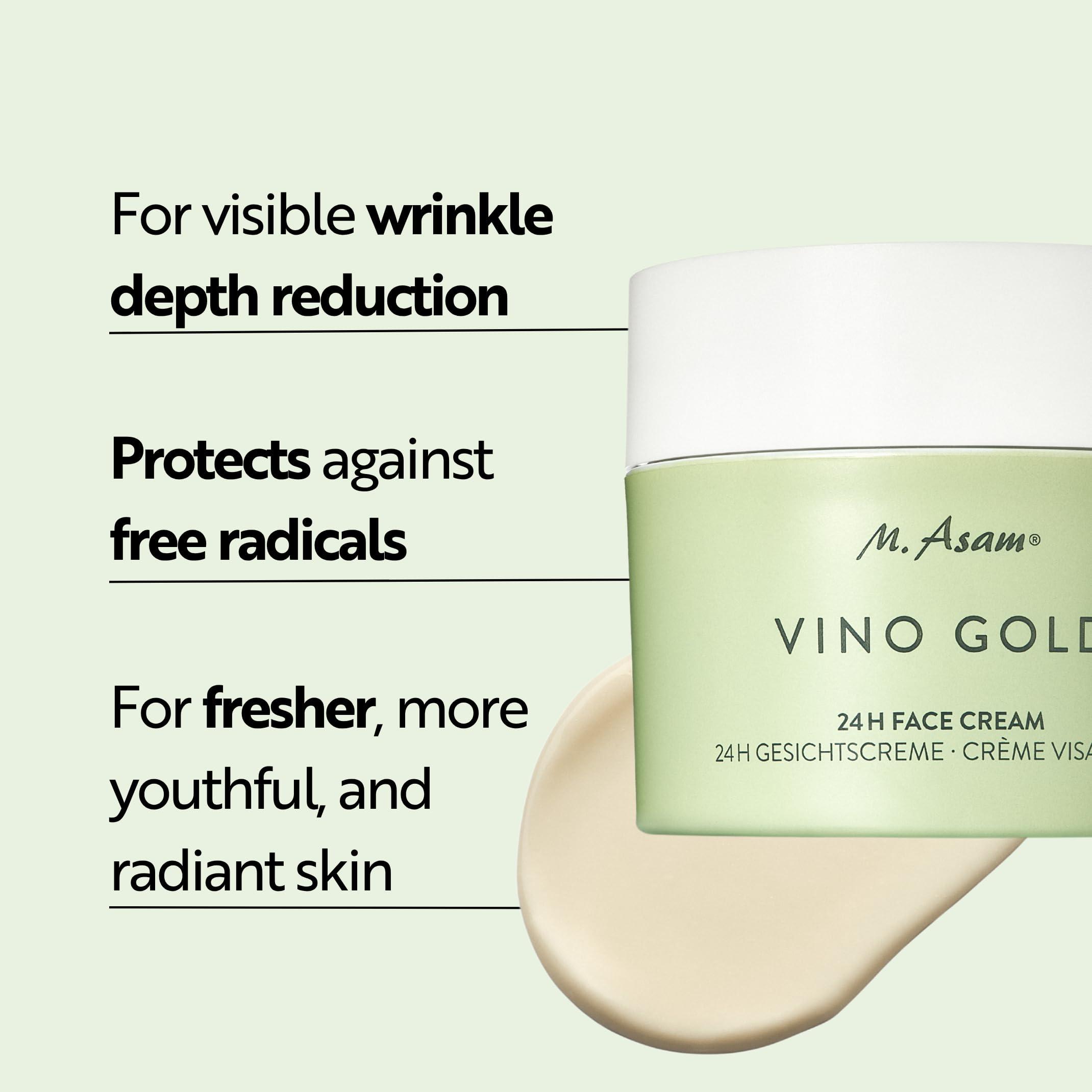 M. Asam M. Asam VINO GOLD 24h Facial Cream (3.38 Fl Oz)- 24h day cream & night moisturizer against lines & wrinkles, protection against skin aging, anti-aging, vegan facial care, skincare for women.