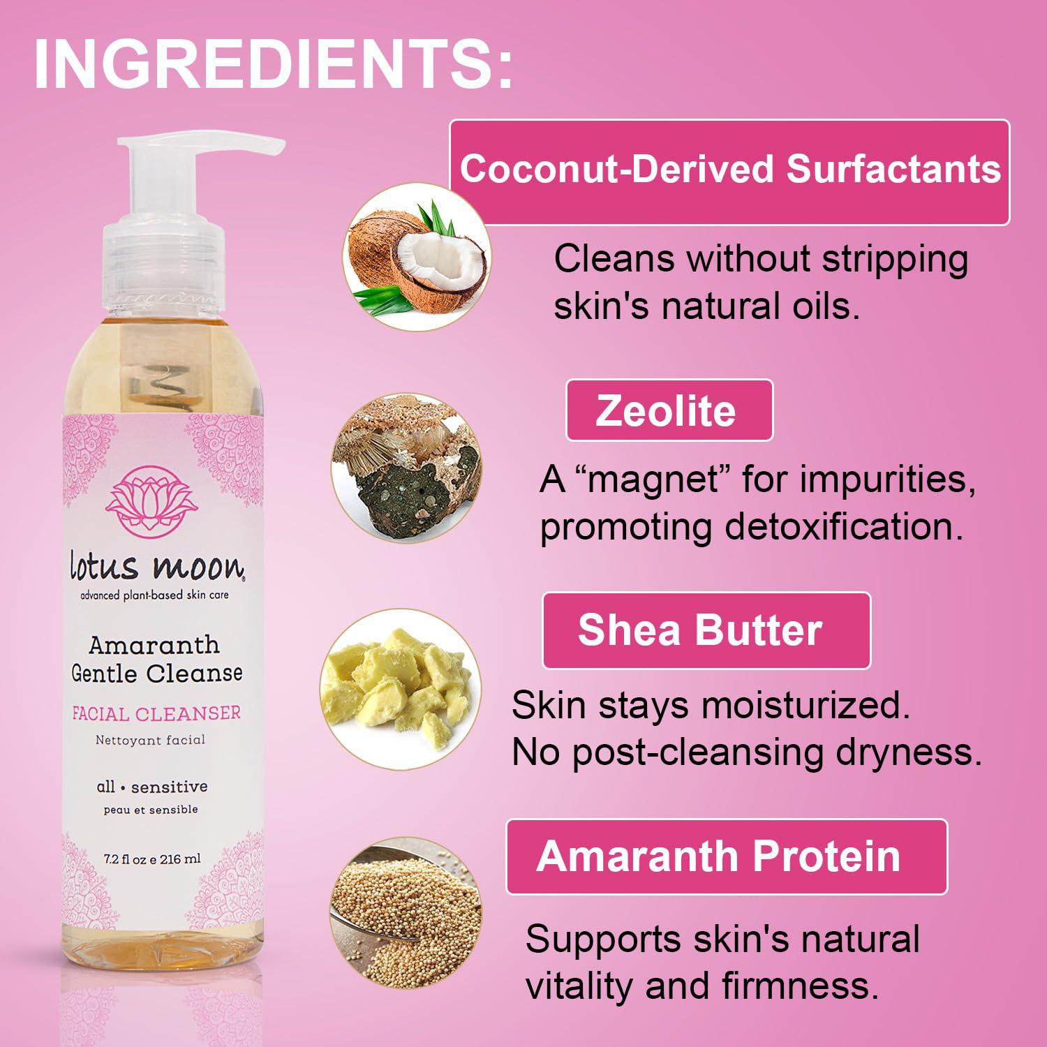 Lotus Moon Lotus Moon - Amaranth Gentle Cleanse | Face Cleansing Gel for Sensitive Skin | Removes Makeup, Dirt, and Excess Oil without Irritation (7.2 fl oz | 216 ml)