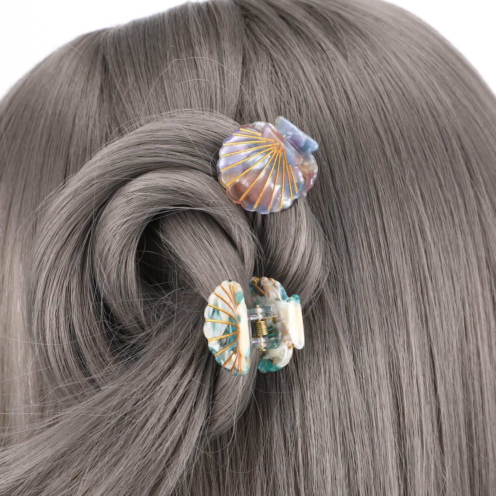 Luxshiny Luxshiny 4Pcs Sea Shell Hair Clip, Small Hair Claw Clips Princess Hair Clips Girl Hair Clips Beach Hair Accessories for Women Styling Hairdressing