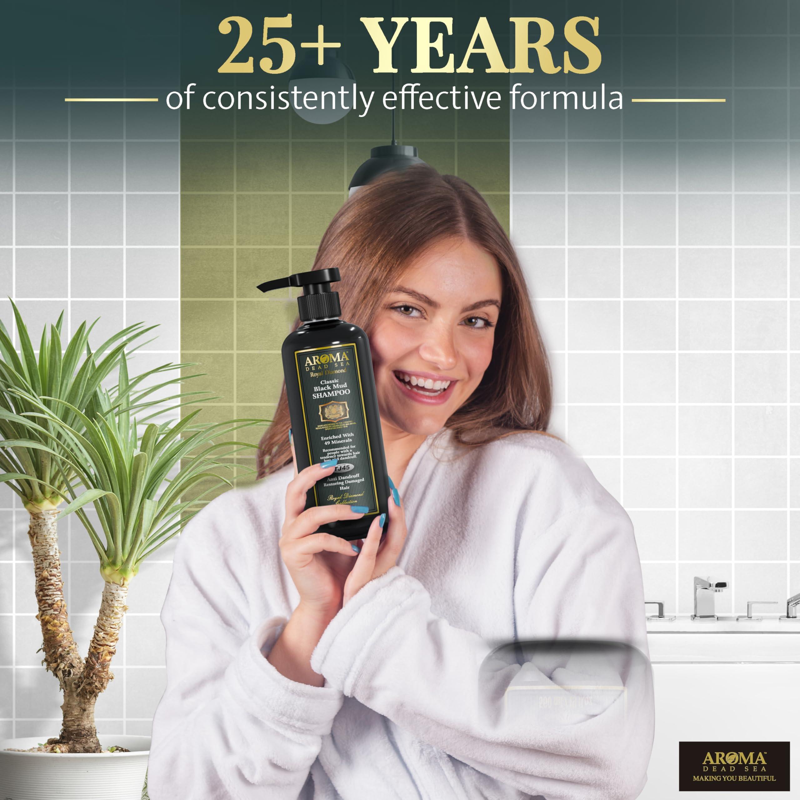 AROMA DEAD SEA AROMA DEAD SEA Classic Black Mud Shampoo, Fights Dandruff, Thinning Hair, Weak Roots, & Itchy Scalp. Prevents Hair Loss & Encourages Hair Growth. Ideal for Damaged & weak Hair. (19 fl.oz)