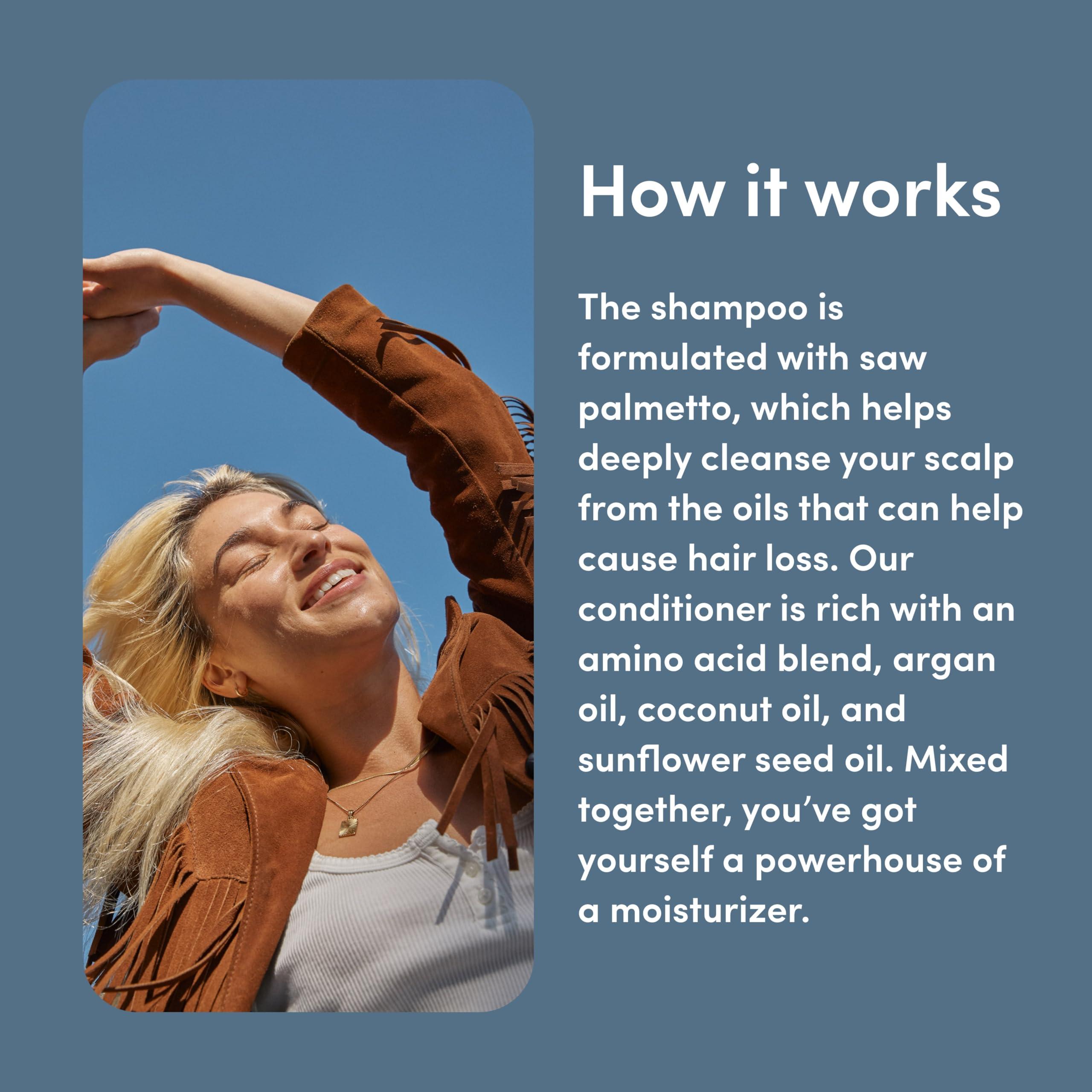 Hers hers Triple Threat Shampoo and Conditioner Set for Women- Thickening, Moisturizing, Reduces Shedding - Color Safe Hair Loss Shampoo and Conditioner- Napa Rose, 2 pack, 6.4oz