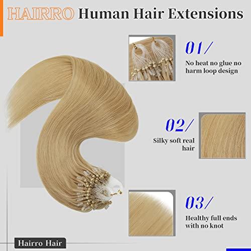 Hairro Hairro Microlink Micro Bead Human Hair Pre Bonded Cold Fusion Micro Loop Hair Extensions Micro Link Beads Seamless Natural I Tipped Remy Hairpiece For Women 18 inch 50g 100 Strands #24 Natural Blonde