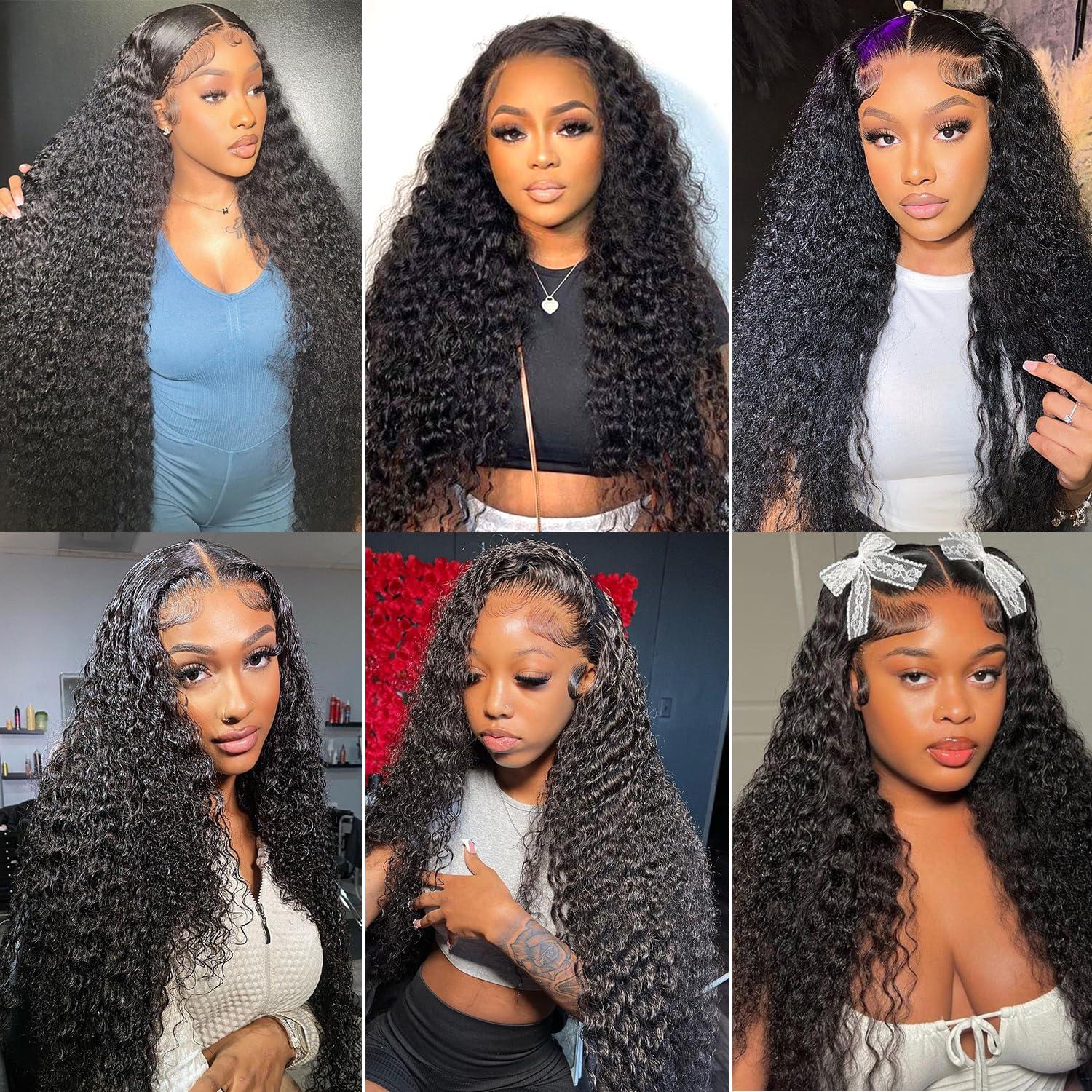 crownew 32 Inch 13x4 Hd Lace Front Wig Human Hair 180% Density Water Wave Lace Front Wigs Human Hair Pre Plucked With Natural Hairline Deep Wave Curly Frontal For Women Wet And Wavy Glueless Tangle Free