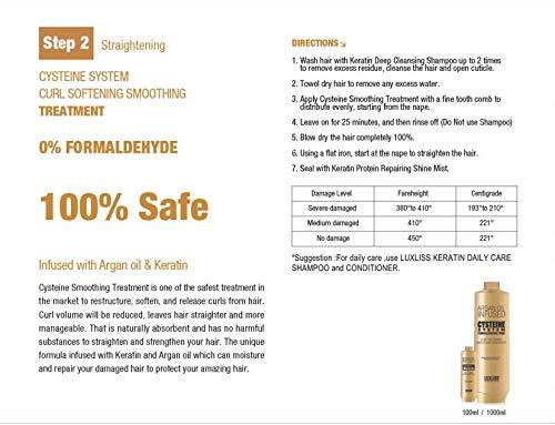 Luxliss Cysteine System Curl Softening Smoothing Treatment and Keratin Daily Care Shampoo & Conditioner 4PCS Set Professional Results Straightens and Smooths Hair Formaldehyde Free 100%Safe