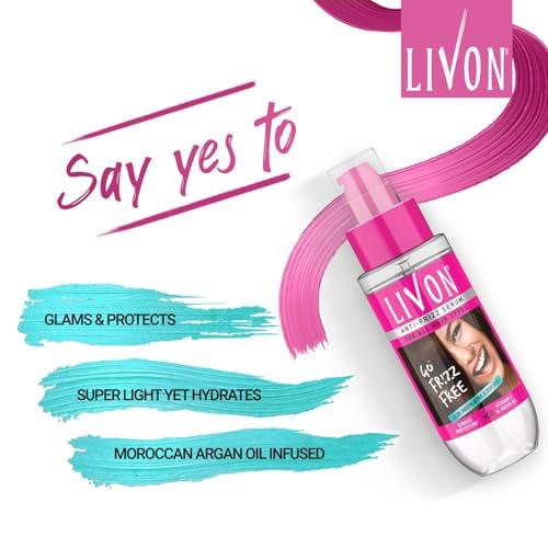 Livon Livon Hair Serum for Men & Women | Frizz-free, stronger and shinier hair | Sulphate & Paraben free| For All Hair Types | Lightweight & Non Greasy | Enriched with Argan Oil & Vitamin E | 3.3 Fl.Oz