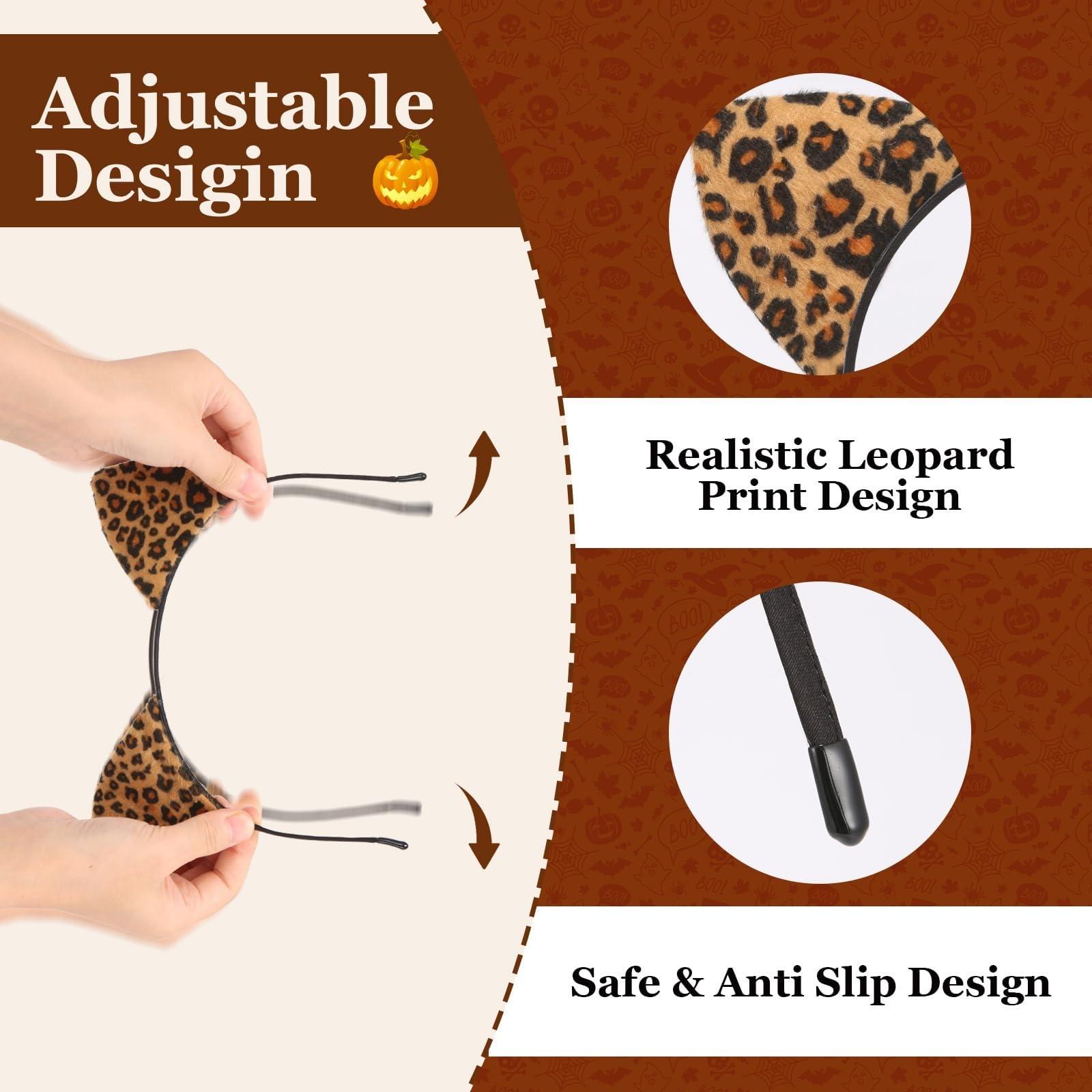 Generic Leopard Cat Ears Headband,Leopard Cat Ears Headband, Cheetah Ears, for Halloween Costume Cosplay or Party Decoration (2PCS, One Size)