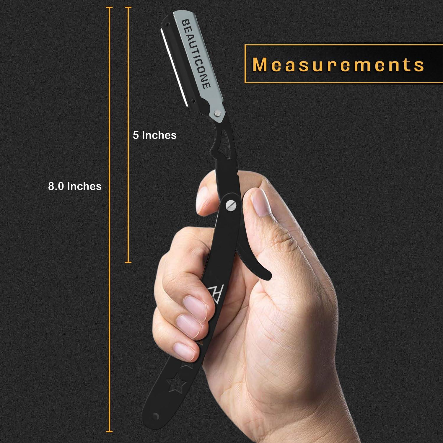 BEAUTICONE Straight Edge Razor for Men, Professional Straight Blade Men's Razors, Barber Shaving Knife for Beard, Single Edge Cutthroat Stainless Steel Razor (SwingLock)