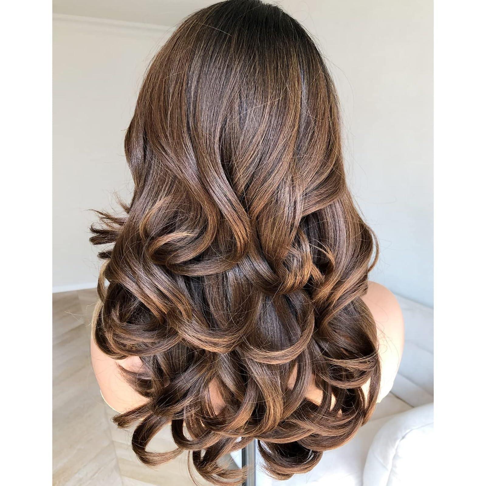 Generic Generic U Part Human Hair Wigs, Honey Blonde Highlight Brown Loose Wave UPart Wig Middle Part U Shape Clips in Half Wig 180% Density for Black Women, 16 Inch