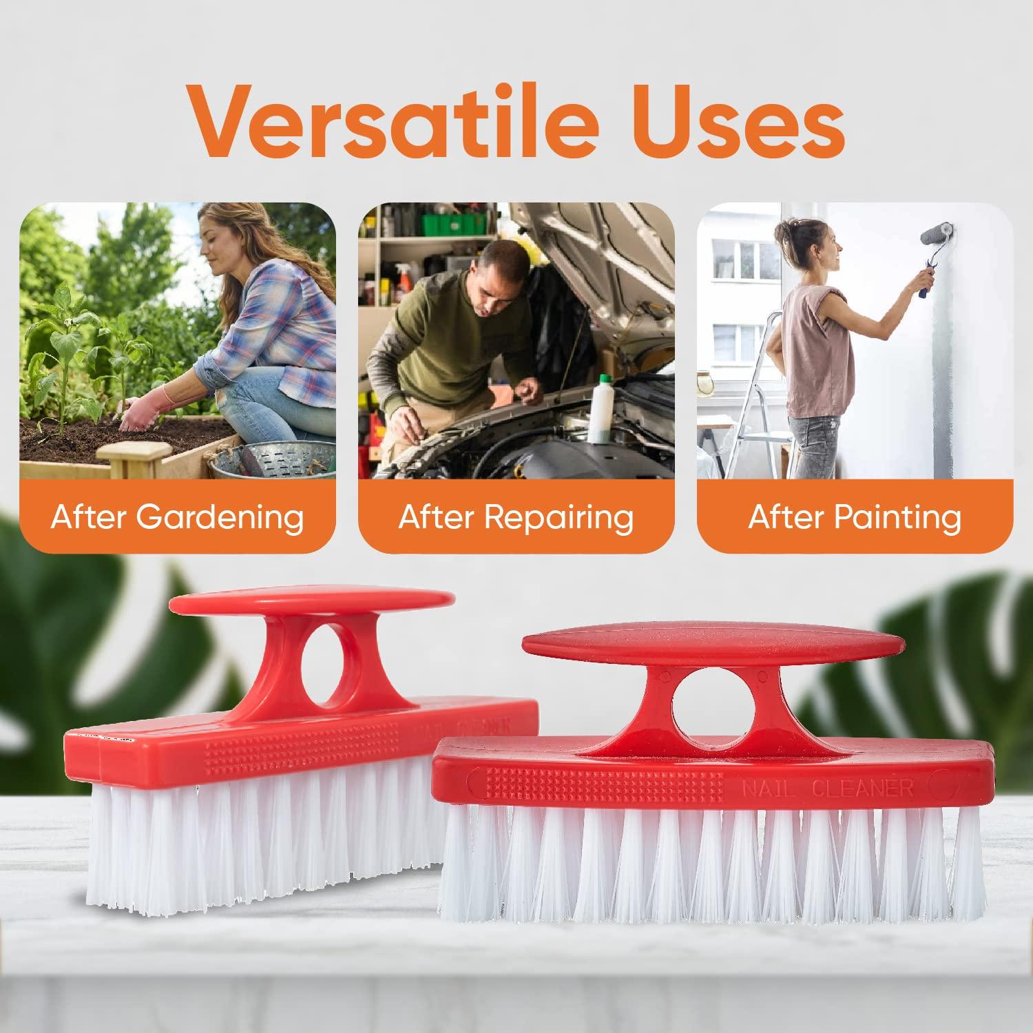 Superio Superio Nail Brush for Cleaning Fingernails, Nail Scrubber Brush, Toe Foot Hands Fingernail Brush Cleaner- Small Scrub Brush- All-Purpose Stiff Cleaning Brush for Home, (6 Pack, Red)