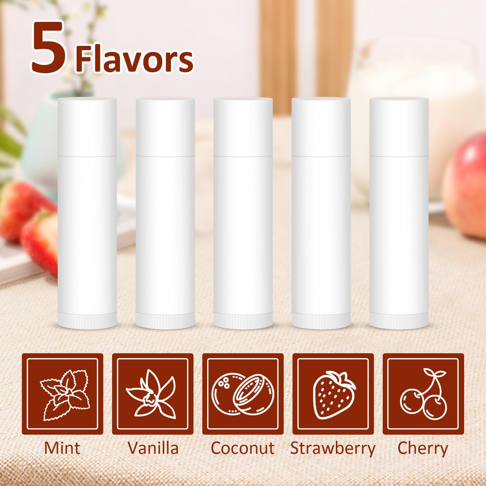 VISRIE VISRIE 120 Pack Lip Balm Unlabeled, Natural Lip Balm Bulk Blank Tube, Personalized Lip Balm for Party Favors and Gift Basket Filling, Wedding or Baby Shower-5 Flavors