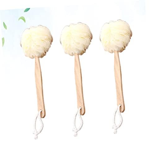 IWOWHERO 3pcs Bath Scrubber Sponge Long Handle Brushes Shower Puff Exfoliating Loufa Mesh Pouf Shower IWOWHERO