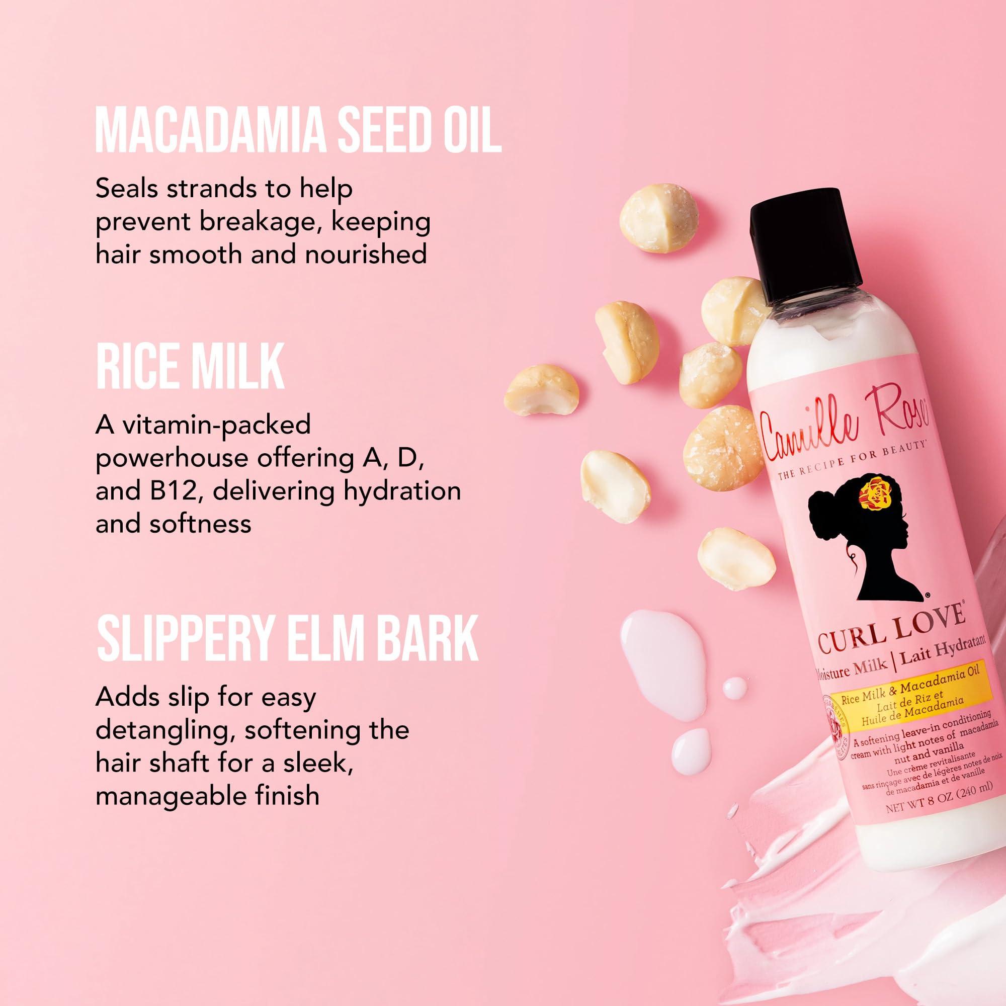 Camille Rose Camille Rose Curl Love Moisture Milk Leave-In Conditioner, with Rice Milk and Macadamia Oil to Soften, Smooth and Detangle Curly Hair, 8 oz