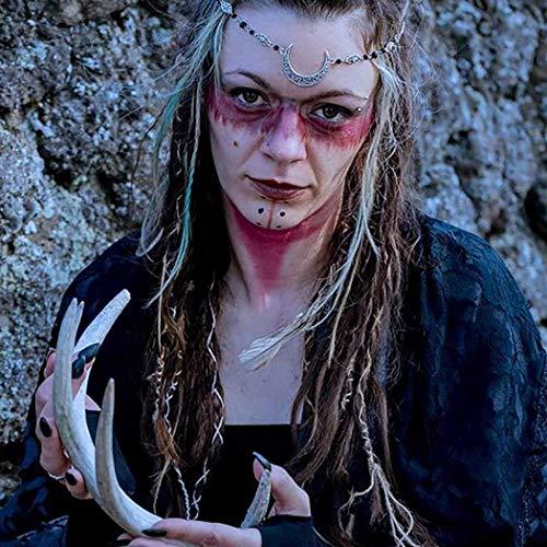 Bomine Bomine Boho Crescent Moon Head Chain Vintage Crystal Headpieces Hair Acessories for Women and Girls (Silver black crystal)