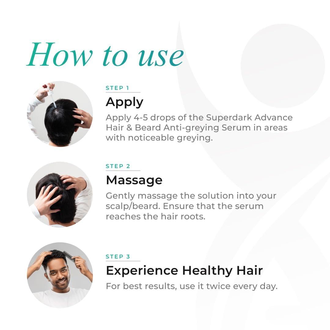 MOUNT BEAUTY MOUNT BEAUTY Superdark Advanced Hair and & Beard Anti-greying Serum | Reverses & Limits Hair Greying | Scientifically Proven | 60ml