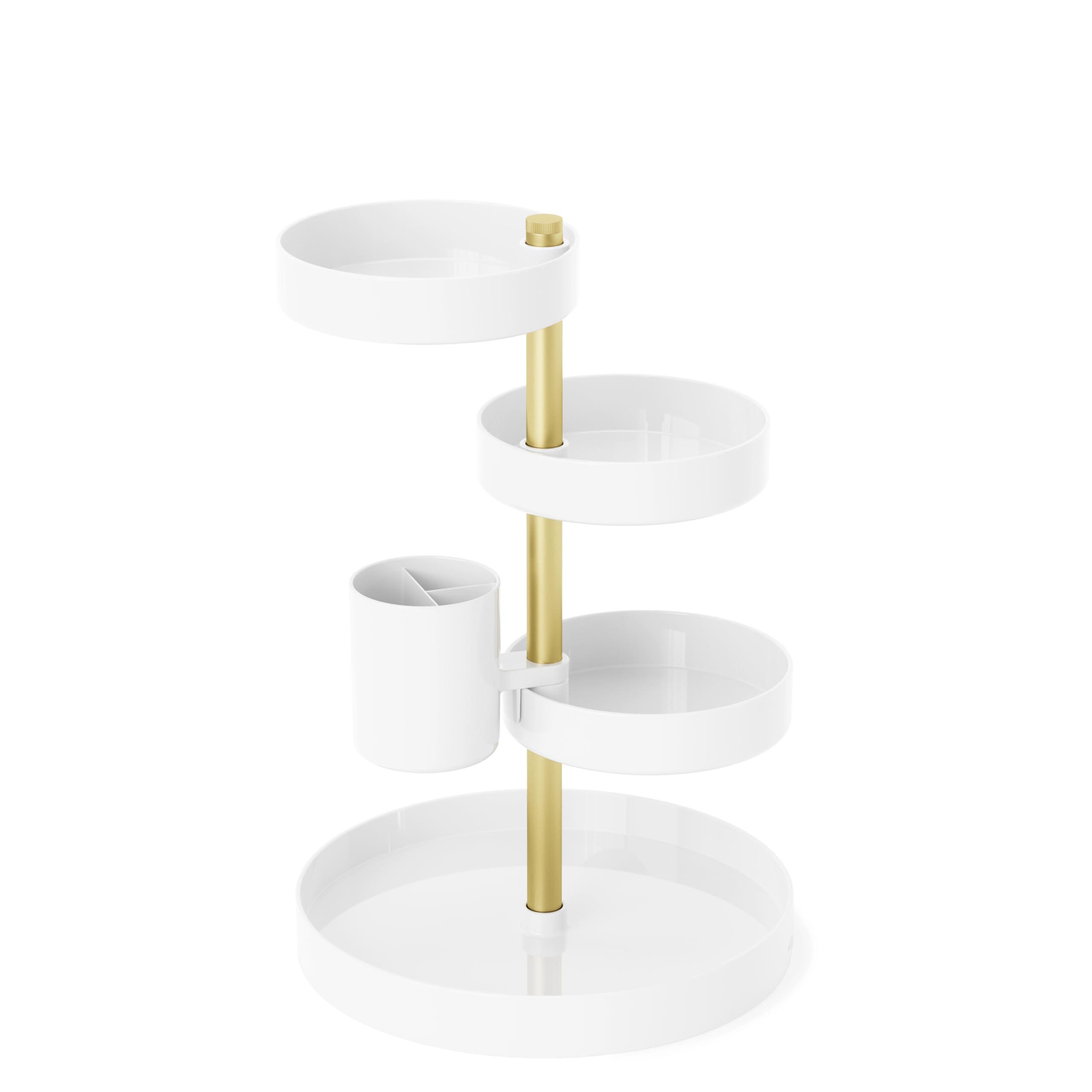 Umbra Umbra Pirouette Cosmetic Organizer, White/Brass
