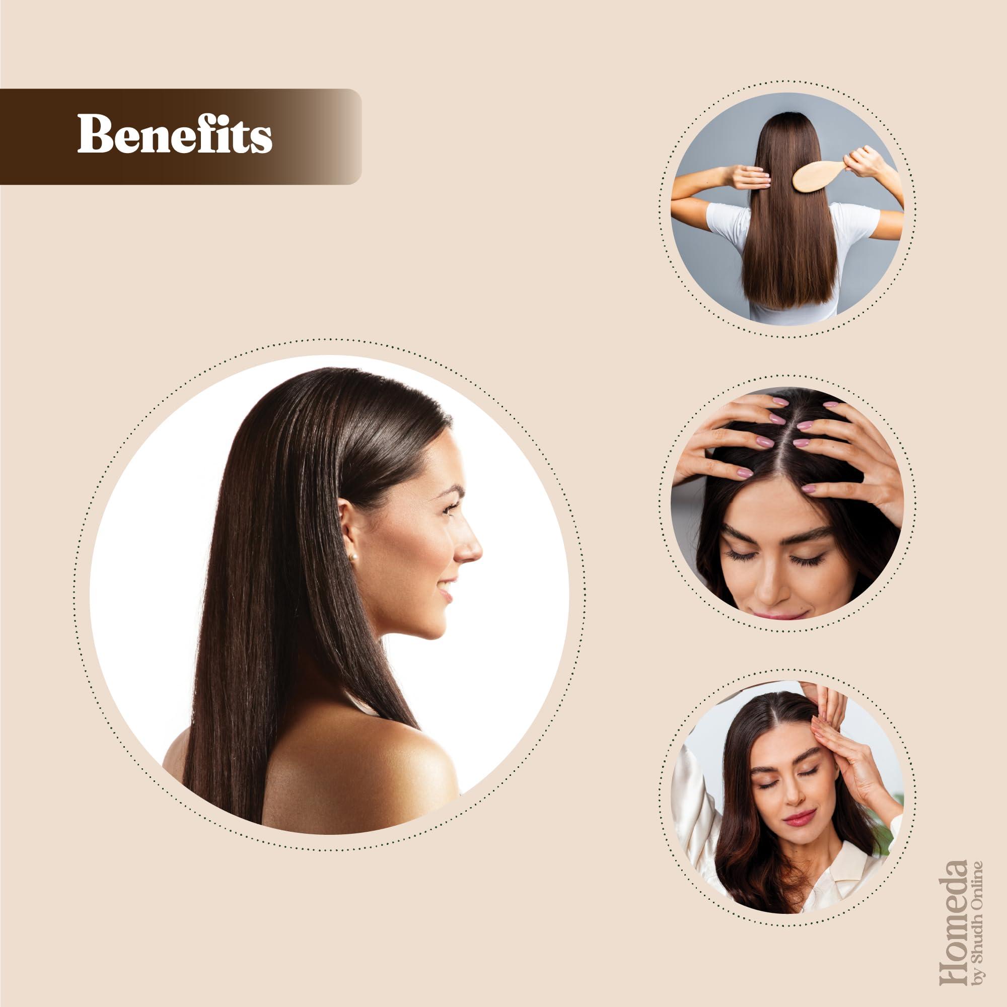 Shudh Online Herbal Hair Mask Powder Combo, Indian Ayurvedic Herbal Powder for Hair Growth (8.8oz, 250g), Organic Bhringraj, Hibiscus, Shikakai, Reetha, Amla Shampoo (1.76oz each)