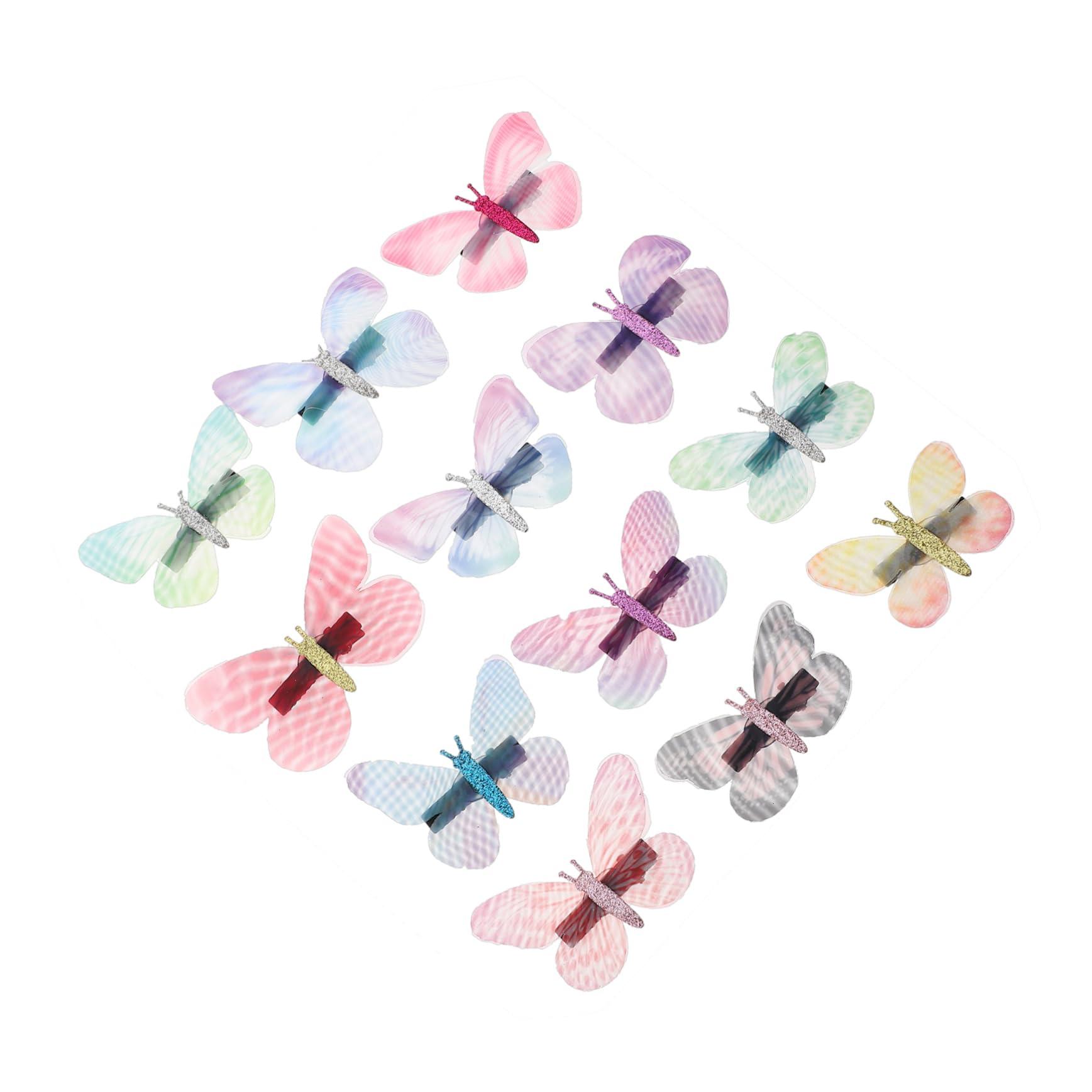 Beavorty Beavorty 12pcs butterfly hair clip girls bobby xmas headband girls hair accessories butterfly hair barrettes butterfly barrettes butterfly clip bride butterfly net fabric flash