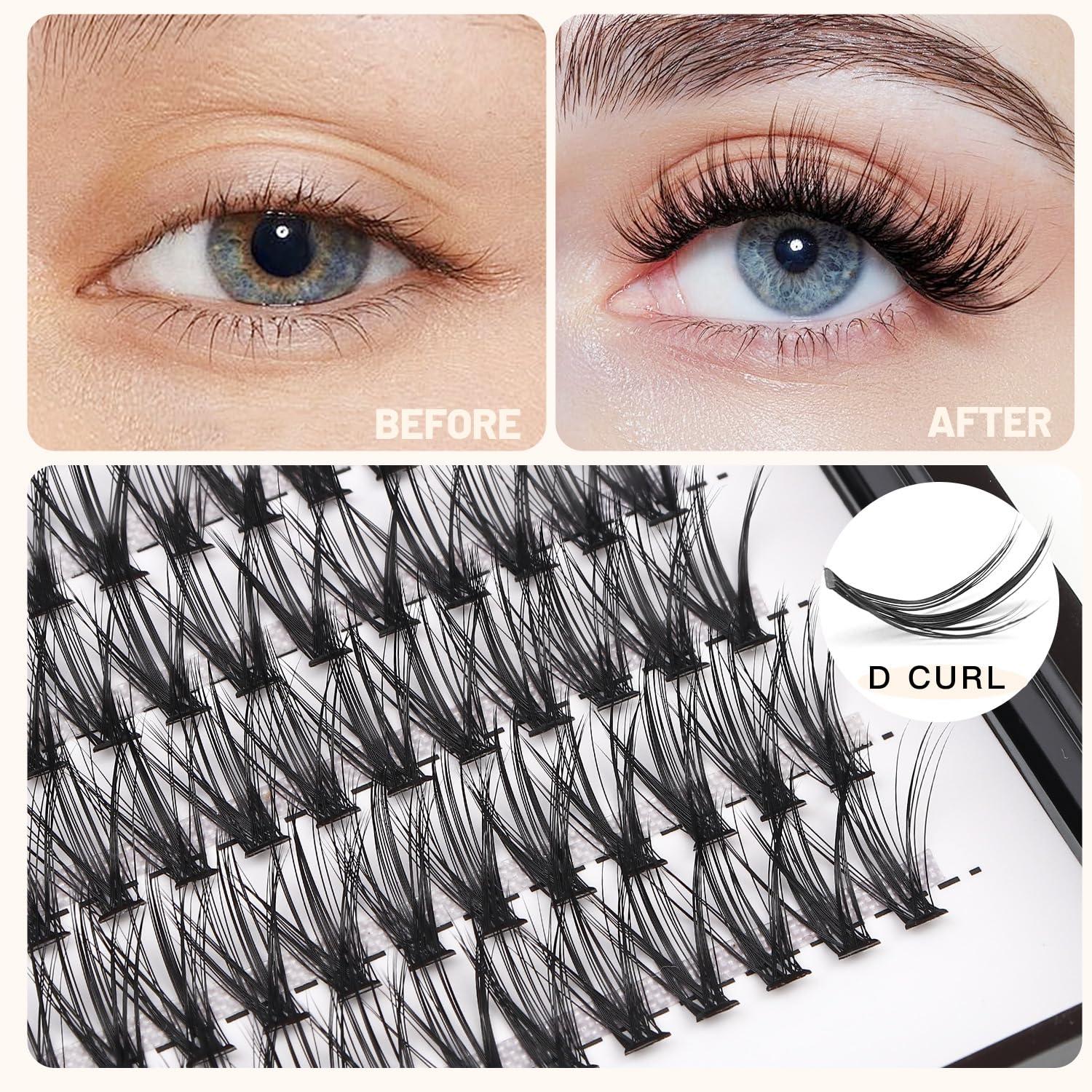 Bodermincer Bodermincer 10D/20D/30D/40D/50D Cluster to Choose Large Tray 240pcs D Curl Individual Cluster Eyelashes False Eyelashes Extension Individual Eyelash Bunche Lash Cluster DIY at Home (30D-15mm)