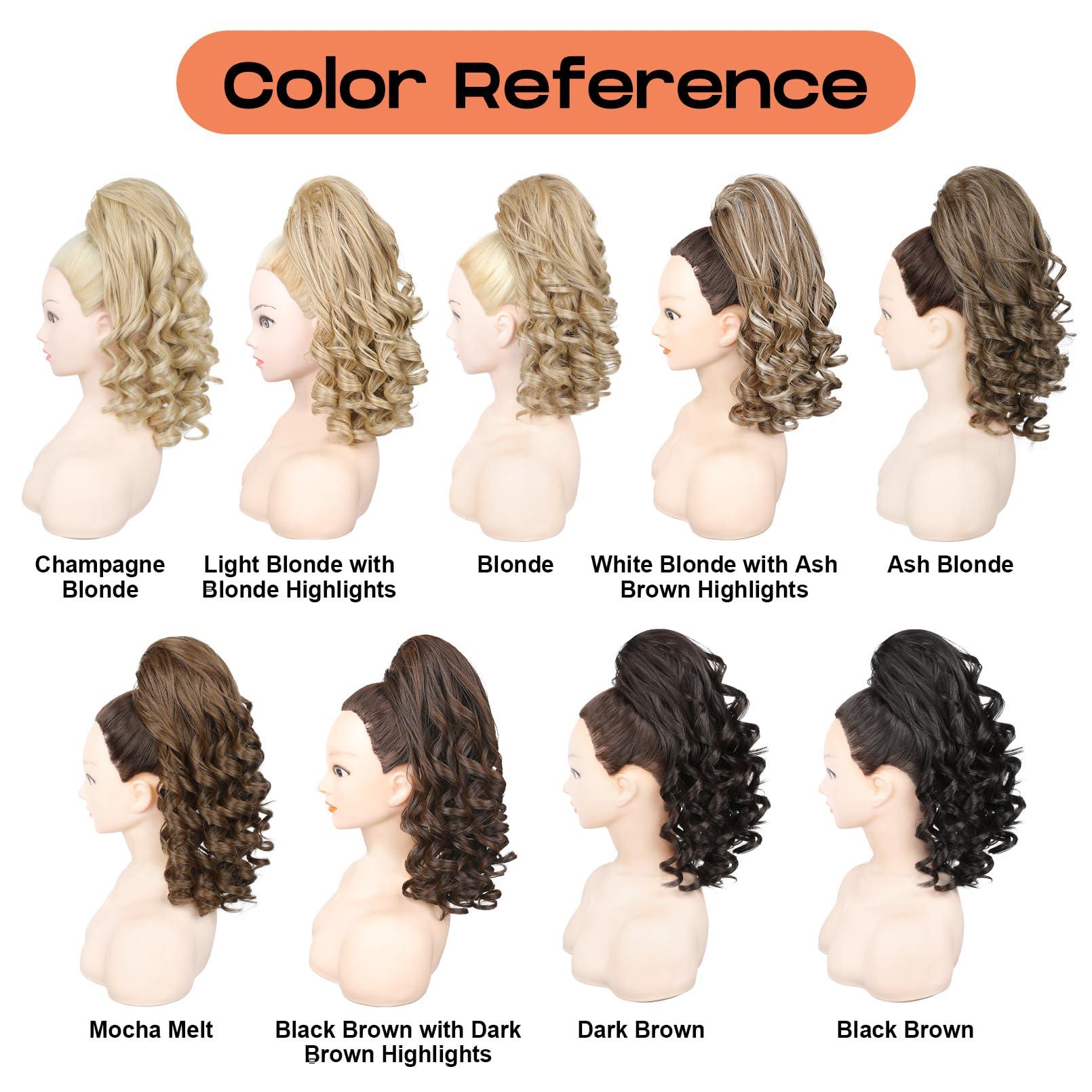 SEIKEA SEIKEA Cheer Ponytail Hair Piece, 12\" Ash Blonde Curly Cheerleader Hairpiece Ponytail Extension for Cheerleader Competition, Dance