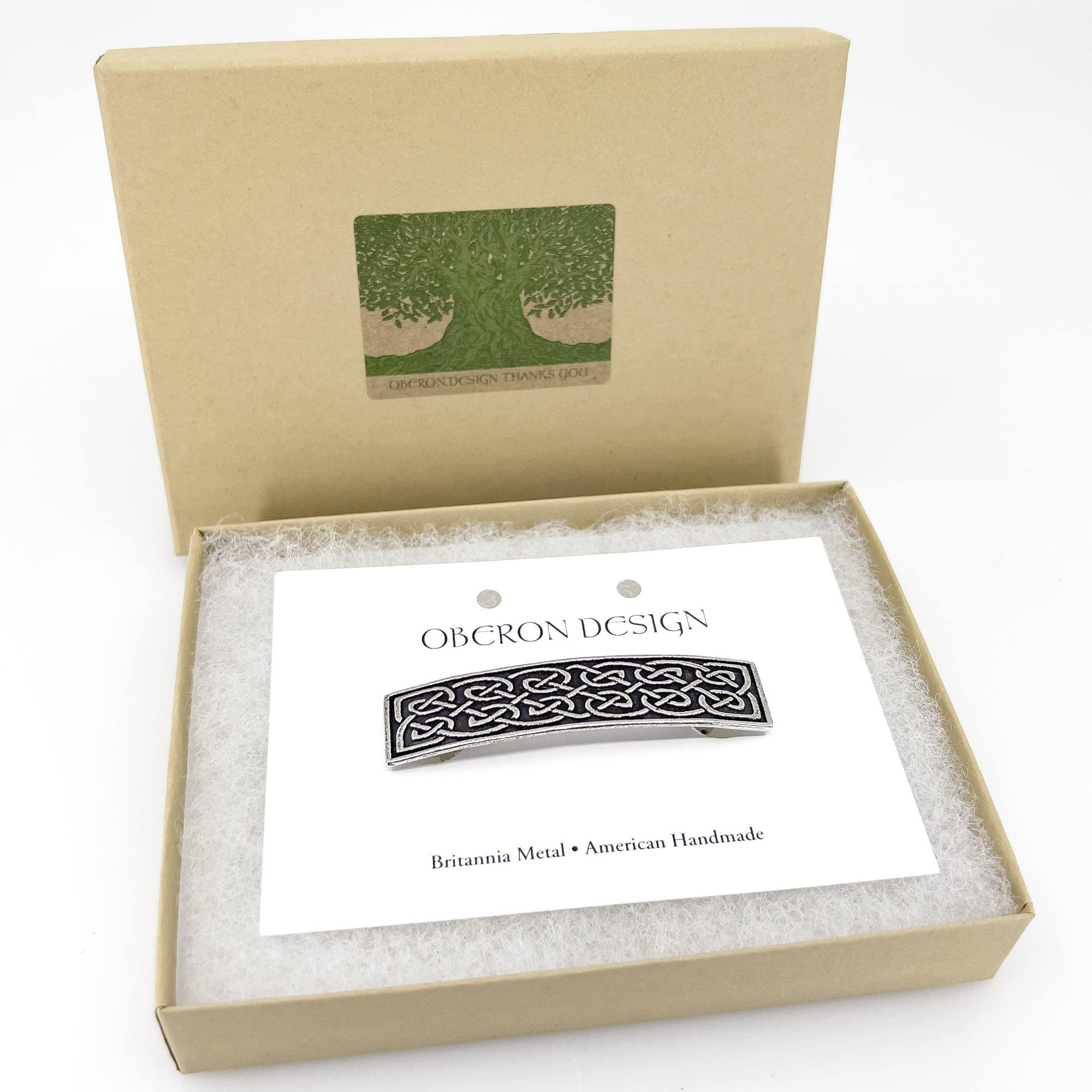 Oberon Design 60mm Small Celtic Hair Clip, Hand Crafted Metal Barrette Made in the USA by Oberon Design