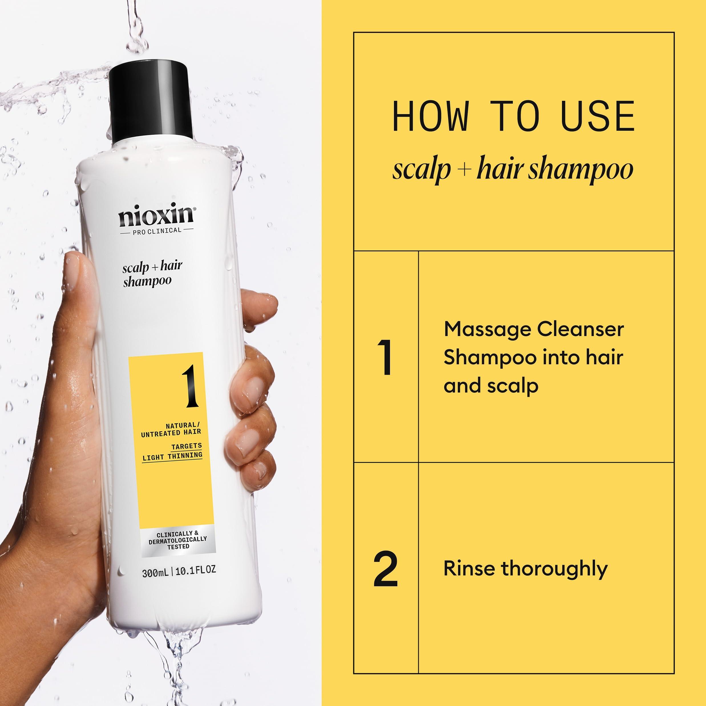 Nioxin Nioxin Scalp + Hair Thickening System 1 Shampoo | For Natural or Untreated Hair with Light Thinning | With Niacinamide and Biotin | 10.1 Fl oz.