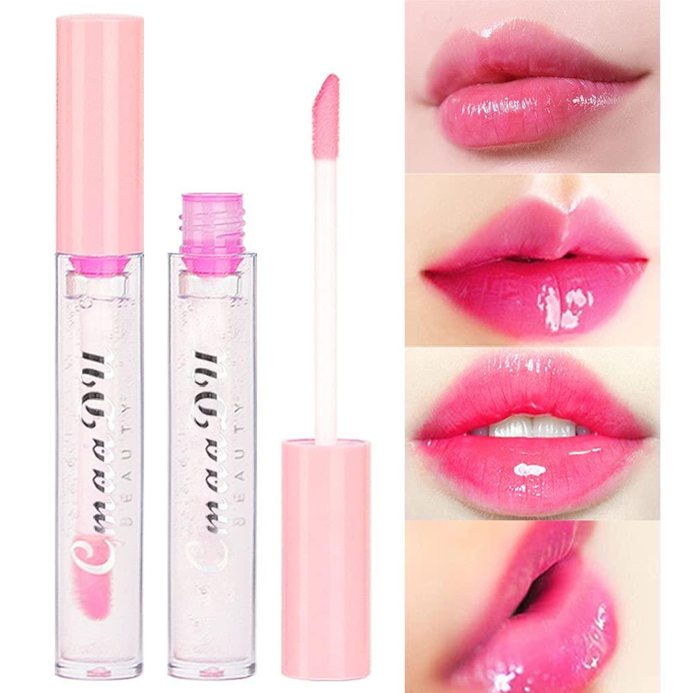 BINGBRUSH BINGBRUSH 2 Pcs Color Changing Lip Gloss Lip Oil Tinted, Pink Magic Mood Lipstick,Temperature Color Change Lip Stain Lip Balm, Longlasting Lips Will Not Dry Out