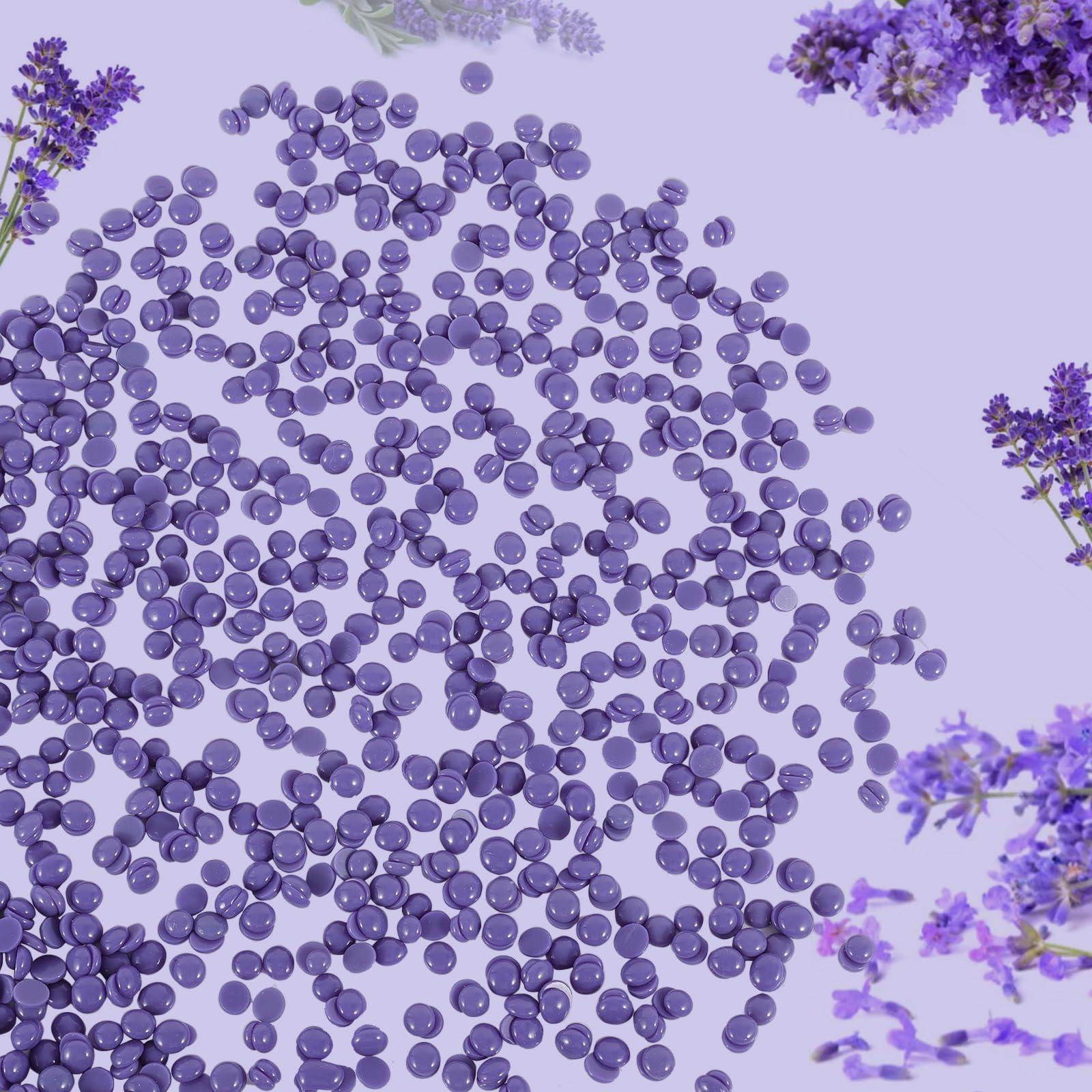 OudaHeat Hard Wax Beads for Hair Removal, 1lb Bulk Brazilian Waxing Beans for Coarse Hair, Face, Underarms, Eyebrow, Back, Chest, Lip, Bikini Wax with 10 Large Waxs Sticks for Women Men, Lavender