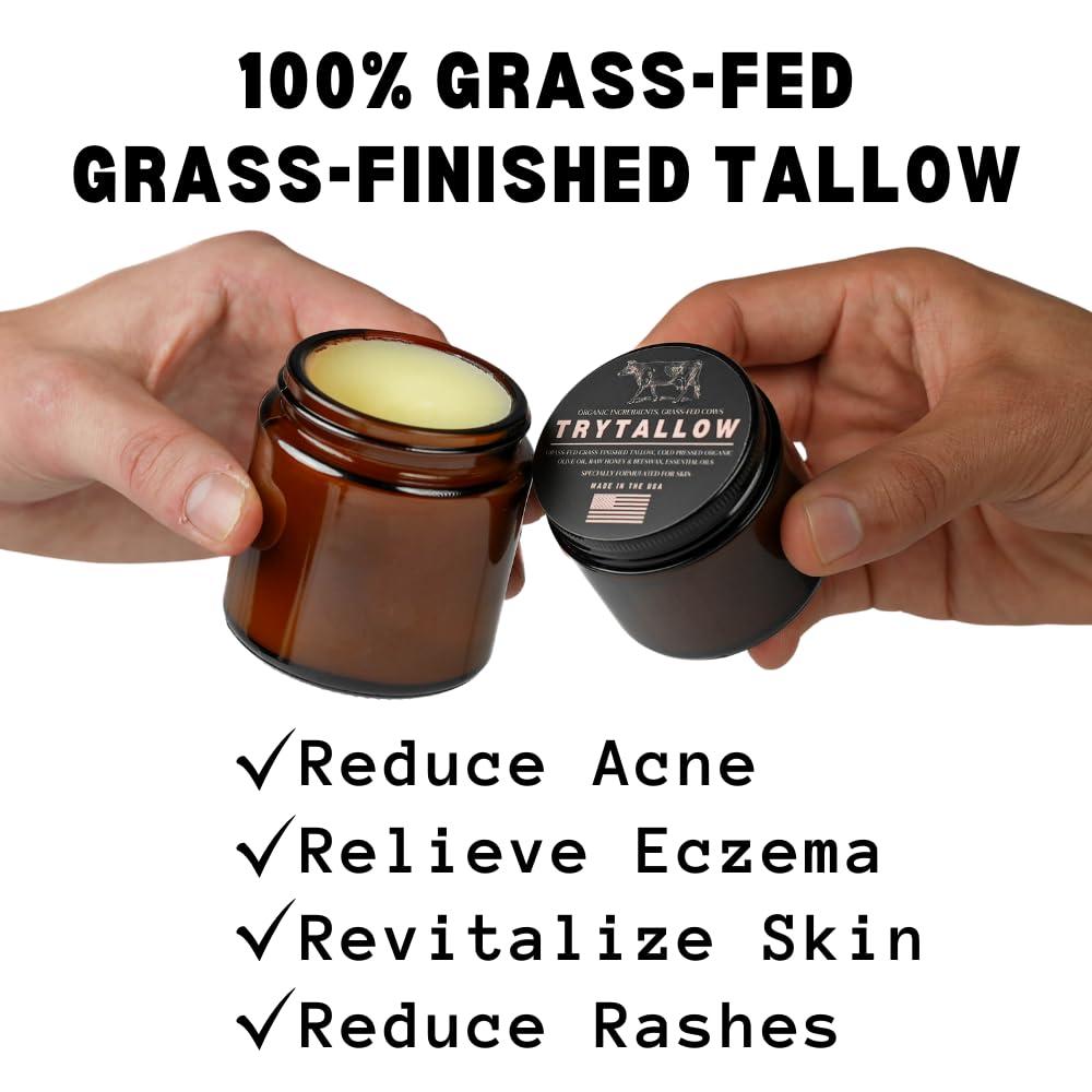 Generic Beef Tallow Honey Balm - Grass-Fed Organic Face Cream with Honey & Olive Oil, for Eczema, Rosacea, Baby, Acne (2 oz)