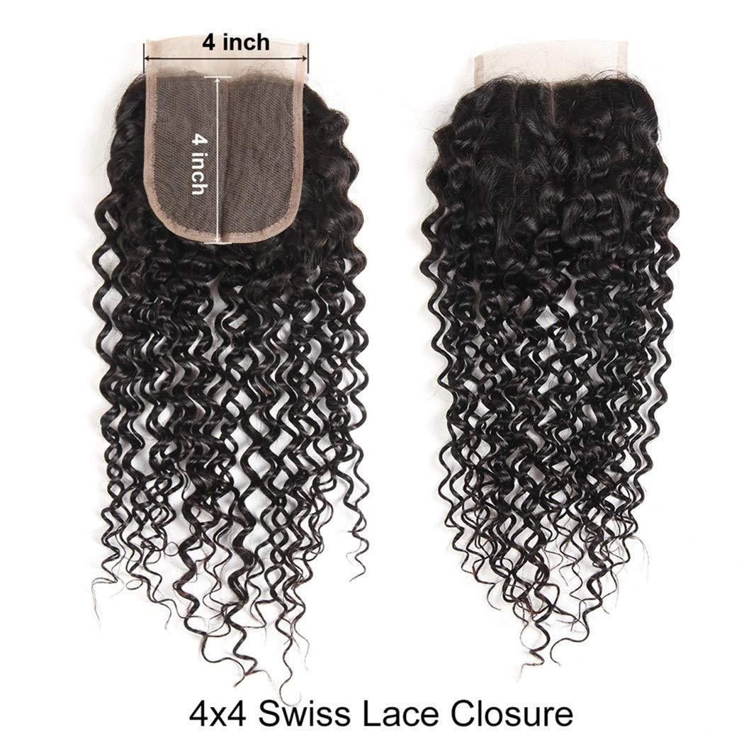SSJFZM 3 Bundles Malaysian Curly Hair 100% Human Hair Bundles With Closure With Baby Hair Natural Black Remy Hair Weave 26 26 26 & Closure20