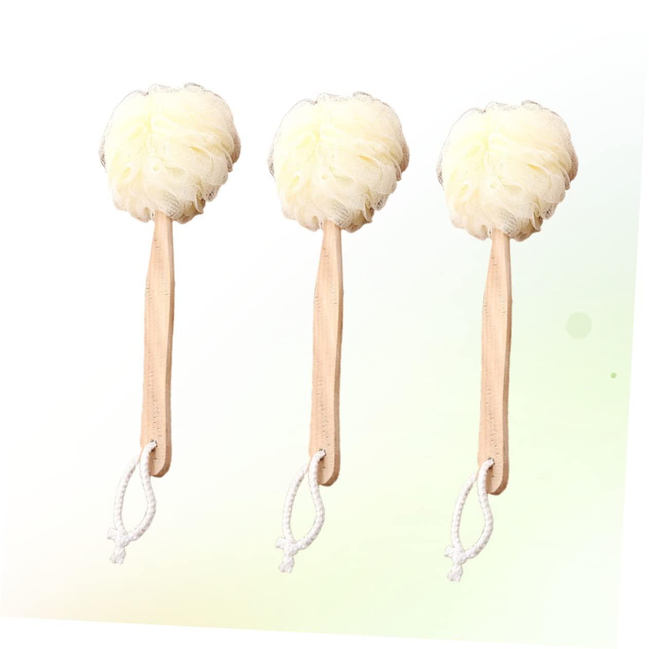 IWOWHERO 3pcs Bath Scrubber Sponge Long Handle Brushes Shower Puff Exfoliating Loufa Mesh Pouf Shower IWOWHERO