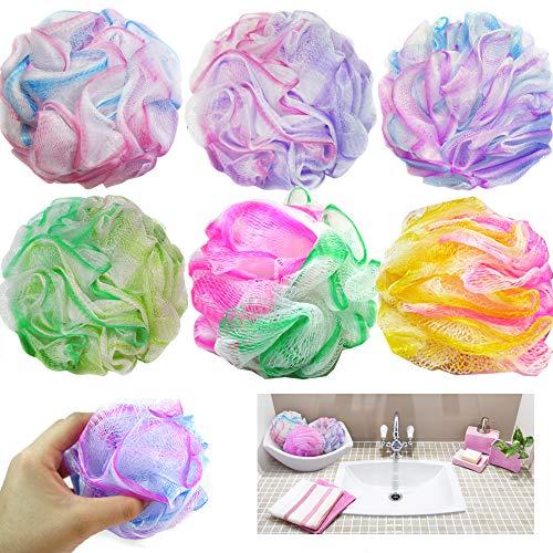 AllTopBargains 8 Pc Exfoliating Bath Sponges Shower Puff Loofah Mesh Ball Body Brush Scrubber